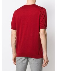 rotes T-Shirt mit einem Rundhalsausschnitt von John Smedley