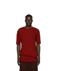rotes T-Shirt mit einem Rundhalsausschnitt von Boris Bidjan Saberi