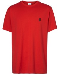 rotes T-Shirt mit einem Rundhalsausschnitt von Burberry