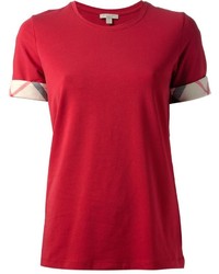 rotes T-Shirt mit einem Rundhalsausschnitt von Burberry