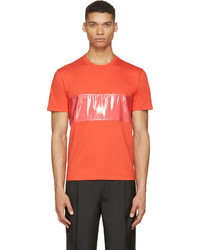 rotes T-Shirt mit einem Rundhalsausschnitt von Calvin Klein Collection