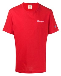rotes T-Shirt mit einem Rundhalsausschnitt von Champion