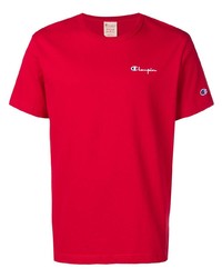 rotes T-Shirt mit einem Rundhalsausschnitt von Champion