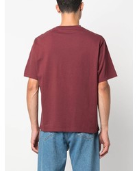 rotes T-Shirt mit einem Rundhalsausschnitt von MAISON KITSUNÉ