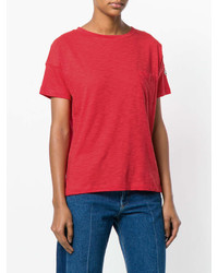 rotes T-Shirt mit einem Rundhalsausschnitt von Moncler