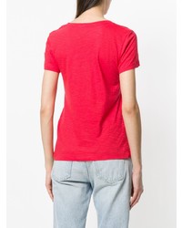 rotes T-Shirt mit einem Rundhalsausschnitt von Moncler