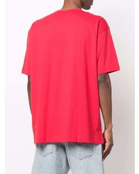 rotes T-Shirt mit einem Rundhalsausschnitt von Comme Des Garcons SHIRT