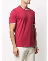 rotes T-Shirt mit einem Rundhalsausschnitt von Brunello Cucinelli