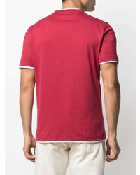 rotes T-Shirt mit einem Rundhalsausschnitt von Brunello Cucinelli