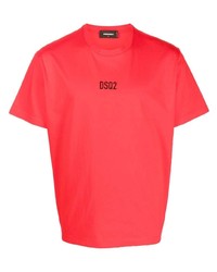 rotes T-Shirt mit einem Rundhalsausschnitt von DSQUARED2