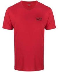 rotes T-Shirt mit einem Rundhalsausschnitt von Ea7 Emporio Armani