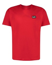 rotes T-Shirt mit einem Rundhalsausschnitt von Ea7 Emporio Armani