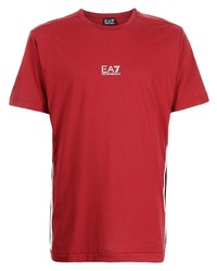 rotes T-Shirt mit einem Rundhalsausschnitt von Ea7 Emporio Armani