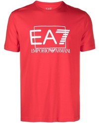 rotes T-Shirt mit einem Rundhalsausschnitt von Ea7 Emporio Armani