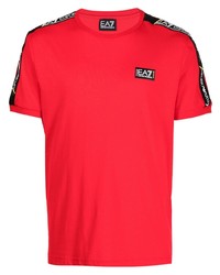 rotes T-Shirt mit einem Rundhalsausschnitt von Ea7 Emporio Armani