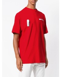 rotes T-Shirt mit einem Rundhalsausschnitt von Palm Angels