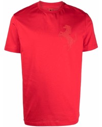 rotes T-Shirt mit einem Rundhalsausschnitt von Ferrari