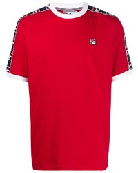 rotes T-Shirt mit einem Rundhalsausschnitt von Fila