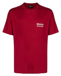 rotes T-Shirt mit einem Rundhalsausschnitt von Giorgio Armani