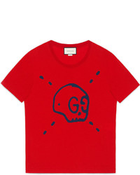 rotes T-Shirt mit einem Rundhalsausschnitt von Gucci