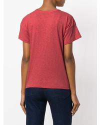 rotes T-Shirt mit einem Rundhalsausschnitt von rag & bone/JEAN