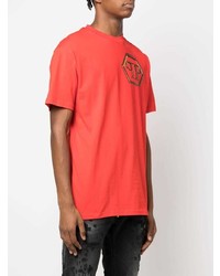 rotes T-Shirt mit einem Rundhalsausschnitt von Philipp Plein