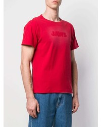 rotes T-Shirt mit einem Rundhalsausschnitt von Calvin Klein 205W39nyc