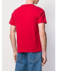 rotes T-Shirt mit einem Rundhalsausschnitt von Calvin Klein 205W39nyc