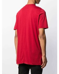 rotes T-Shirt mit einem Rundhalsausschnitt von Rick Owens DRKSHDW