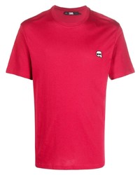 rotes T-Shirt mit einem Rundhalsausschnitt von Karl Lagerfeld