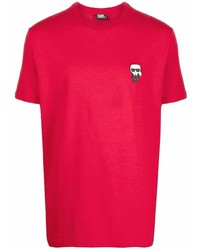 rotes T-Shirt mit einem Rundhalsausschnitt von Karl Lagerfeld