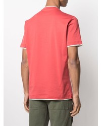 rotes T-Shirt mit einem Rundhalsausschnitt von Brunello Cucinelli