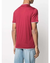 rotes T-Shirt mit einem Rundhalsausschnitt von Brunello Cucinelli