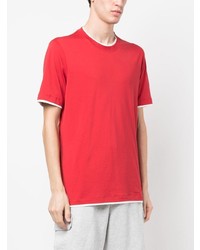 rotes T-Shirt mit einem Rundhalsausschnitt von Brunello Cucinelli