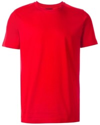 rotes T-Shirt mit einem Rundhalsausschnitt von Les Hommes