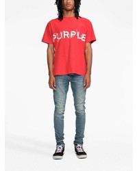 rotes T-Shirt mit einem Rundhalsausschnitt von purple brand