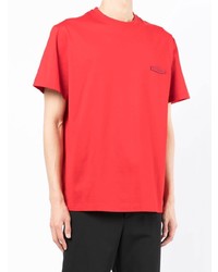 rotes T-Shirt mit einem Rundhalsausschnitt von Wooyoungmi