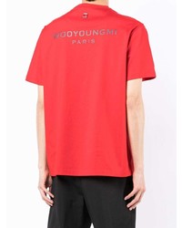 rotes T-Shirt mit einem Rundhalsausschnitt von Wooyoungmi