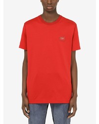 rotes T-Shirt mit einem Rundhalsausschnitt von Dolce & Gabbana