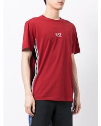 rotes T-Shirt mit einem Rundhalsausschnitt von Ea7 Emporio Armani