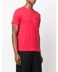 rotes T-Shirt mit einem Rundhalsausschnitt von Ea7 Emporio Armani