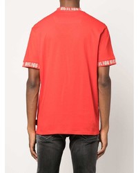 rotes T-Shirt mit einem Rundhalsausschnitt von Philipp Plein