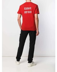 rotes T-Shirt mit einem Rundhalsausschnitt von Stone Island