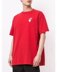 rotes T-Shirt mit einem Rundhalsausschnitt von Off-White