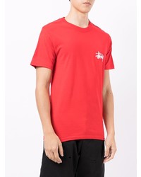 rotes T-Shirt mit einem Rundhalsausschnitt von Stussy