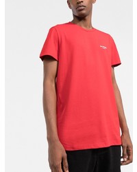 rotes T-Shirt mit einem Rundhalsausschnitt von Balmain