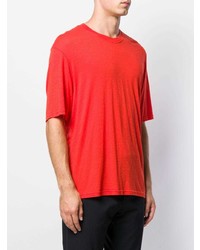 rotes T-Shirt mit einem Rundhalsausschnitt von Ami Paris