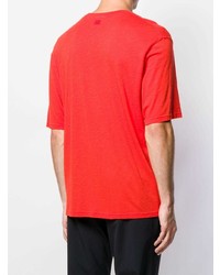 rotes T-Shirt mit einem Rundhalsausschnitt von Ami Paris