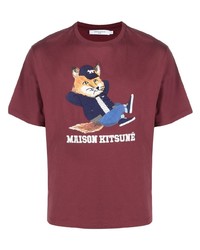 rotes T-Shirt mit einem Rundhalsausschnitt von MAISON KITSUNÉ