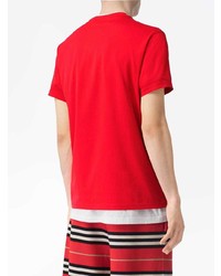 rotes T-Shirt mit einem Rundhalsausschnitt von Burberry